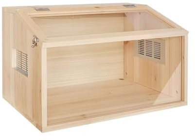 Hamsterburar i trä med klar vy ren akryl marsvin bur öppningsbar topp med akrylark tuggsäker ventilator (50 x 30 x 30 cm)