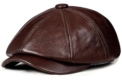 WENH Lederhut, Mütze, Rindsleder, Baskenmütze, warme Baumwolle, for Herren, Polsterung, braun/schwarz, Entenhut(Dark brown,XXL)