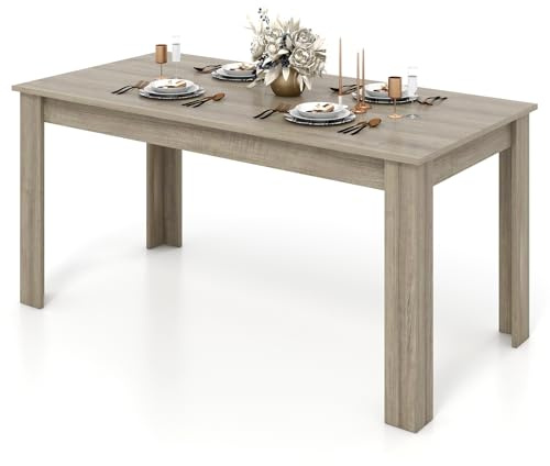COSTWAY Matbord trä, 160 x 80 cm, stort bord, rektangulärt köksbord, matbord för 6–8 personer, modernt träbord för matsal och kök, matbord natur