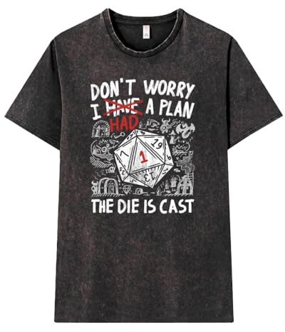 Pampling Camiseta de Manga Corta, 100% Algodón, Efecto Lavado, Ropa Unisex para Hombre y Mujer, Serigrafiada con Cuello Redondo y Corte Recto, Color Negro (The Die is Cast, M)