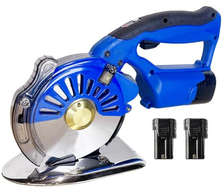 XRSMOU Taglierina per Tessuti a Batteria, Macchina Elettrica per Il Taglio dei Tessuti, Impostazione a 5 velocità, Spessore di Taglio di 1,2 Pollici, per Feltri per Tappeti in Pelle
