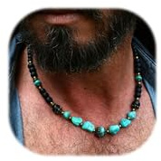 GZUQRSK Beaded Necklace for Men,Handmade Men Turquoise Beaded Choker,Natural Wood Bead Necklaces Africa Wooden Chain Statement Unisex Strand Necklaces Hip Hop Beach Jewelry (13768-Turquoise necklace)