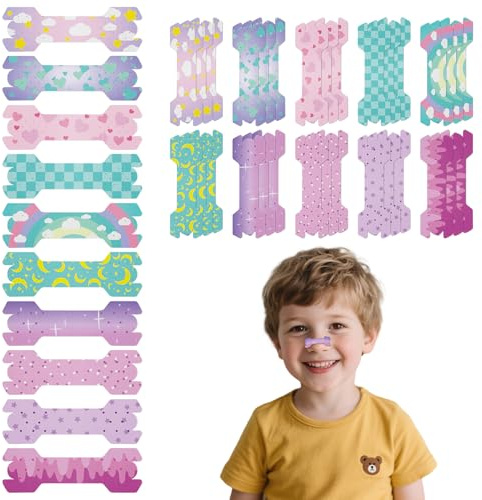 Whemyreat Lot de 30 pansements nasaux pour enfants, bandes nasales pour ronflement, bandes nasales pour respirer, bandes de ronflement, bandes nasales contre les ronflements, bande nasale pour dormir