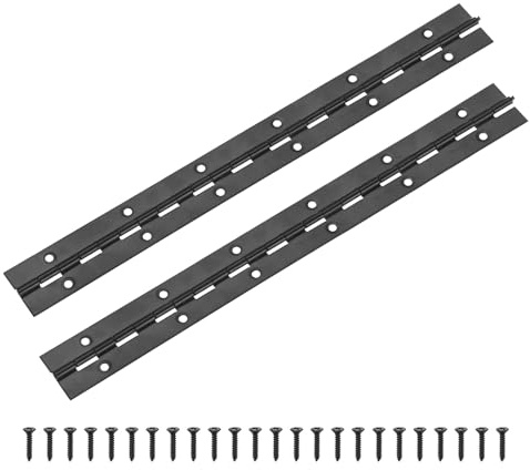 M METERXITY 2er Pack Klavierbänder 12 Zoll / 300mm 304 Edelstahl Durchgehende Klavierbänder Mit Löchern Und Schrauben Für Lagerboxen [1.2x 0.04/ 30x 1mm Offene Breite Dicke Schwarz]