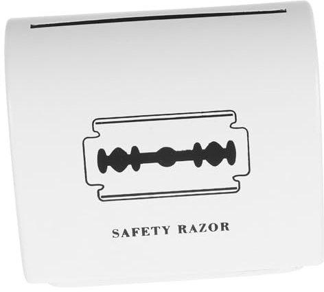 Beaupretty Contenedor Metálico para Desechos De Barbería Blancoo, Capacidad 1 Unidad, Estuche Compacto para Cuchillas De Afeitar, Uso Profesional para Peluquería y Barbería, Almacenamiento Seguro