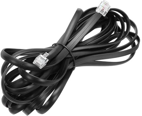 sourcing map 1 Pack Telephone Cord, 16.4ft Phone Cable RJ12 6P6C Male to Male Straight Wired Handset Cord for Home, Office, Black