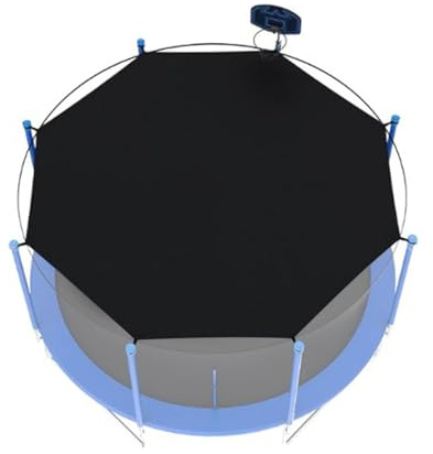 Filet de protection solaire pour trampoline – Toit rond résistant aux UV avec poteaux (au choix : 6/8 poteaux) – Convient pour trampoline d'extérieur pour enfants Ø 183 244 305 366 427 488 cm, 366 cm