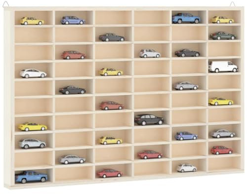 SKM Sammlervitrine aus Holz mit 60 Fächern 60x4,5x40,5 cm,Möbel,Regalsysteme,Wandregale,Braun,2.25KG,4017378