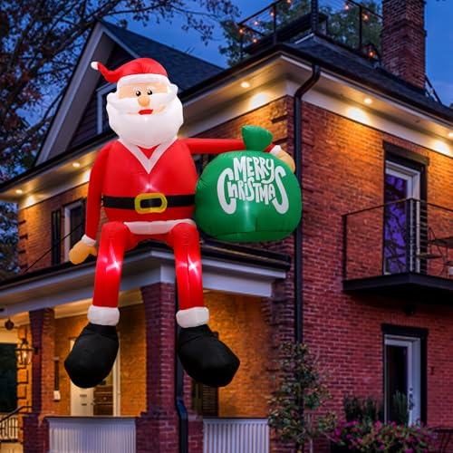 Fayavoo 245CM Weihnachtsmann Aufblasbare Weihnachtsdeko Außen, Kletternd Weihnachtsmann Deko Draußen mit LED, Aufblasbarer Weihnachtsmann Außen IP44 Weihnachten Deko für Dach Rasen Terrasse Hof Außen