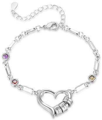 Grovjewfit Personalisierte Damen Armband Mit Geburtsstein: Frauen Armbänder Mit 2-4 Namen Armkette Verstellbar Armband Geschenke Für Mama Ehefrau Freundin