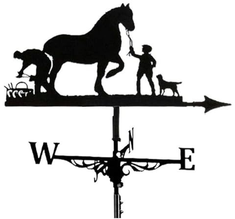 YUZDNM Wetterhahn - Wetterhahn Fürs Dach - Wetterfahne, Segelboot Kaninchen Rotweinglas Bauer Und Pferd Katze Und Vogel Silhouette Wetterfahne, Windrichtungsanzeiger Professionelles Messwerkzeug(D)
