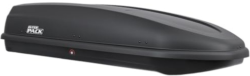 Inter Pack Torino Dachbox 460L Mattschwarz, 185cm Autobox für 75kg Zuladung, aerodynamischer Dachkoffer mit Dreipunktverriegelung für Ski und Gepäck