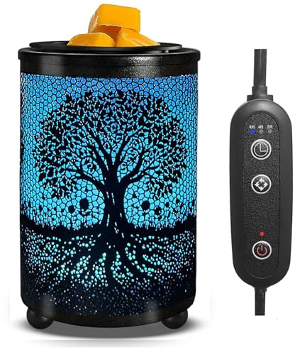 Electric Wax Melt Warmer PTC Heating Plate with 7 Colors LED Changing Light Wax Warmer Fragrance Warmer for Home Office Gifts & Decor(Life tree)