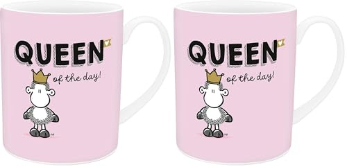 Sheepworld XL-Tasse Queen of the day | Große Kaffeetasse aus Porzellan, XL Jumbo-Tasse, 60 cl, Becher mit Spruch | Geschenk, Freund, Freundin | 74724 (Packung mit 2)