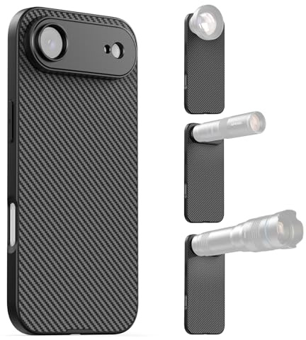 APEXEL Mobiltelefonskal med 17 mm gängobjektiv, kompatibel med iPhone 17 Air, kompatibel med alla teleobjektiv och makroobjektiv, trådstigning 0,75 mm, mobiltelefonskal svart
