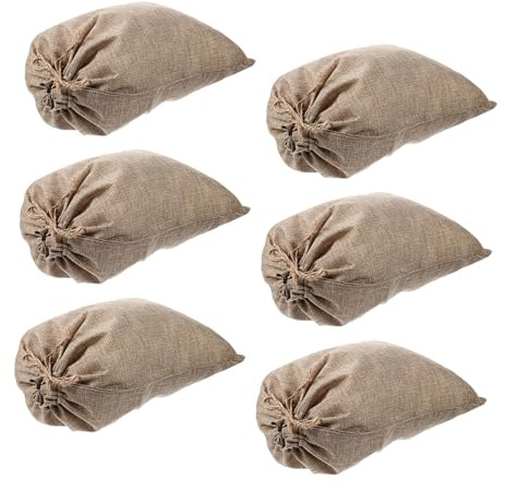 SUPVOX Sacchetti in Juta Beige Coulisse 6 Pezzi 20x30 Cm Riutilizzabili Traspiranti per Conservazione di Alimenti e Verdure