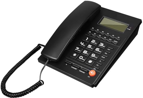 Ciieeo Téléphone Filaire Noir à Grosses Touches Affichage Appelant, Volume Réglable, Bureau et Maison, Poste Téléphonique Professionnel Fiable pour Seniors et Hôtel