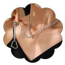 MIYUEFAN Choker Kette Damen, Herz Slip Choker Halsband Punk Rock Gothic Kubanische Kette Einstellbare 14K Vergoldet Edelstahl Modeschmuck Accessoire für Frauen und Männer