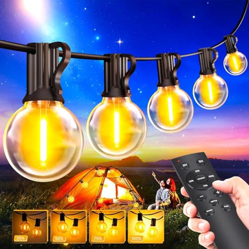 LED Lichterkette Außen Strom Fernbedienung - 19.9m Glühbirnen Outdoor Lichterketten Aussen Wetterfest Dimmbar Warmweiß Retro Lights Birnen für Party Terrasse Biergarten Pavillon Balkon Garten