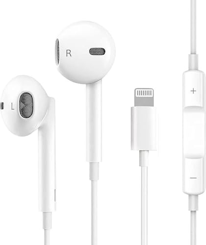 APPLE MFi Certified iPhone Wired Earbuds Earphones, In Ear Lightning Headphones Compatible with iPhone 14/13/12/11/8/7/X/Pro/Pro Max iPad (White)