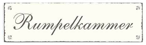 Dekoschild Shabbyschild RUMPELKAMMER Schild Holzschild 20 x 6 Türschild Zimmerschild Hinweisschild selbstklebend