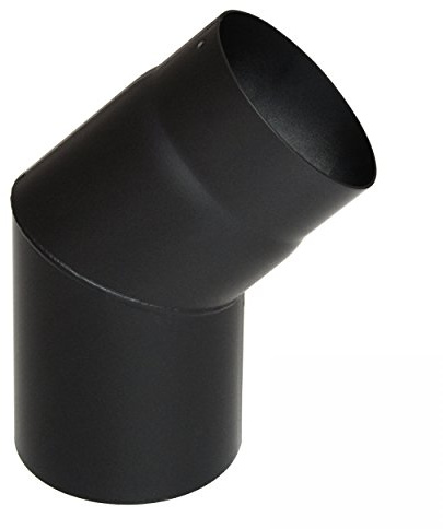 raik Rauchrohrbogen Ofenrohr 150 mm Durchmesser 45° Bogen schwarz Senotherm beschichtet Stahl 2 mm Materialstärke hitzebeständig bis 600 °C für Kamin Holzofen Holzkessel Made in EU