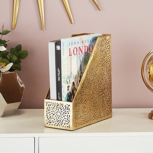 Deco 79 Revistero, metal, oro, pétalos