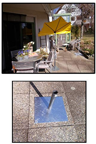 NEU - 2019 Kleiner BALKON SONNENFÄCHER - GELB - hoher UV SCHUTZ - mit Schirmstock + Metallständer - PRODUKTION BADEN WÜRTTEMBERG - FIRST