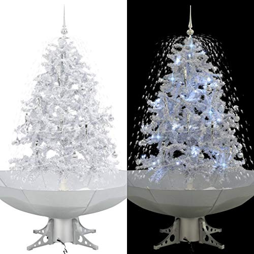 vidaXL Schneiender Weihnachtsbaum mit Schirmfuß Weiß 140 cm