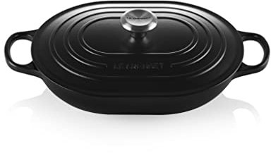 Le Creuset Signature Oblong aus Gusseisen, für alle Herdarten und Backöfen, 31 cm, 3,4 Liter, Schwarz matt, 21112310000430