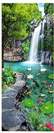 NSDX Türtapete Selbstklebend Wasserfall Landschaft DIY Tür Aufkleber 3D Kreative Wandtattoos Schlafzimmer Dekoration Wohnzimmer Wandbilder Poster Tapete Türtattoos