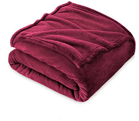 FARFALLAROSSA Coperta Plaid Pile, Coperta Letto Singolo/Matrimoniale 160 x 210 cm Flanella, Coperta Divano Grande Caldo Morbida - Bordeaux