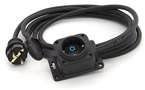 KOOP Elektro 2 m Gummi-Verlängerungskabel mit 1-Fach Schuko Kupplung für Garten Außenbereich IP44 16A 230V H05RR-F 3 * 1,5 (2 m, 1-Fach Steckdosenleiste)