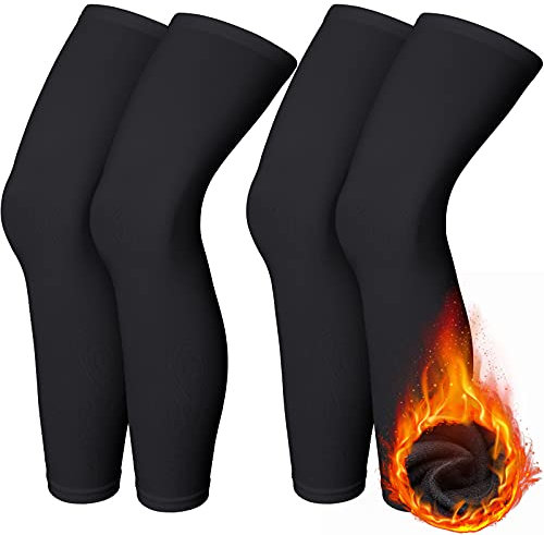 Skylety 4 Pcs Leg Warmers Cycling Thermal Leg Sleeves for Men, Medium