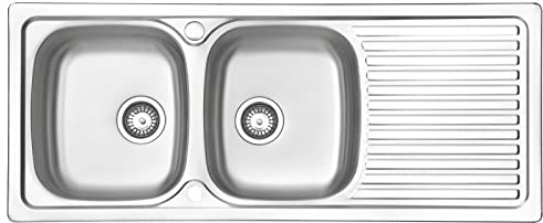 JASSFERRY Lavello Cucina Incasso in Acciaio Inox con 2 Vasche, Scolapiatti Reversibile Lavandino, 120 x 50 x 15 cm