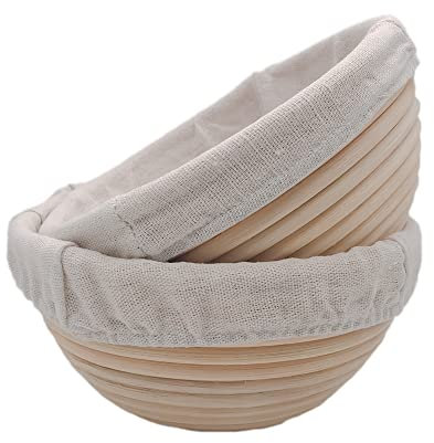 2 Pack Natural Rattan Round Bread Proofing Basket for Baking (Round 7 Inch 2P)