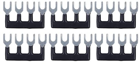 Fork Type Terminal Strip Set, Flame Retardant PVC Sheath Red Copper Black Jumper Block Terminal Strip 20Pcs for Factory Workshops for Construction Site (TB-1504)