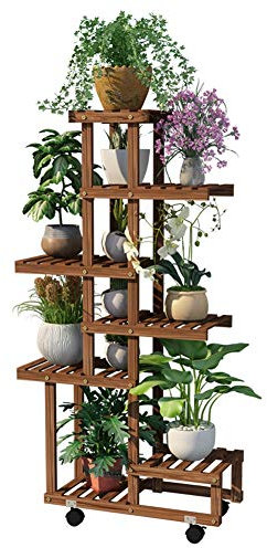 FLBT Pflanzenständer Blumentopfhalter Pflanzenständer mit Rad Blumentopfregal Bodenregal 7-lagige Pflanzenregale Blumen Hocker Tisch Outdoor Indoor Wohnzimmer Balkon Blumenständer