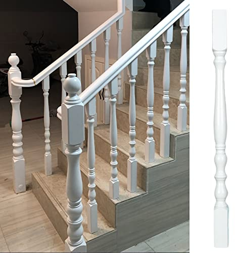 Ringhiera Per Scale Interne/ Esterni Spine in legno bianco per scale interne, Decorativo scala ringhiera bussole fuso per casa appartamento balcone mansarda, confezione 1/5/10/20 ( Color : 1 pack , Si