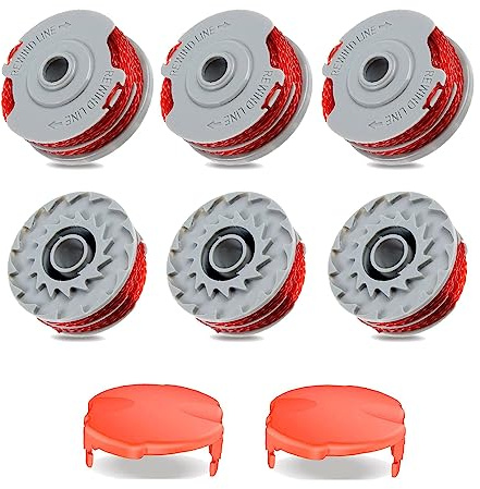 Viilich 6 bobines de fil pour coupe-bordure Flymo FLY021 513937190,double bobine nylon standard avec alimentation automatique,avec 2 capuchons,bobine rechange pour Flymo Contour XT/500E/500 XT/Trim