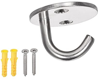 YOKIVE 1Set/6Pcs Ceiling Hanging Hook, 304 Stainless Steel Hook with Round Plate Hanging Plant, Great for Office, Home, Kitchen (Silver, 1.6x1.2-Inch)