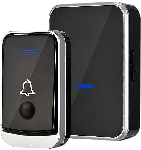 Retoo Campanello Radio Portatile Senza Fili Set su 4 Livelli Volumi 4 Livelli di Volume Campanello Wireless IP44 Gamma di Campanelli per Porte Elettronici Impermeabili per Esterni 1 Pulsante Campanell