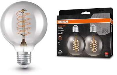 Osram Vintage 1906 Globe LED-Lampe, 7,8W, 360lm, warmweiße Lichtfarbe, dimmbar, CRI 80, E27-Sockel, sofort 100% Licht, keine Aufwärmzeit, ideal für dekorative Installationen, energiesparend