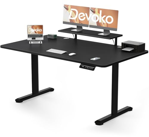Devoko 160 x 70 cm Scrivania Regolabile in Altezza Supporto per Monitor