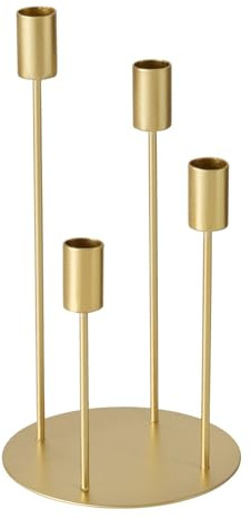 Goldfarbiger Kerzenständer mit 4 Kerzenhaltern, Höhe 29 cm, Durchmesser 15 cm