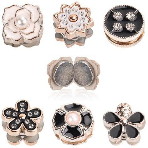 12 Magnetische Hijab-Nadeln, Schwarz Weiß Kein Hängenbleiben Hijab-Magnete Vielseitig Einsetzbar Starke Magnetische Hijab-Knöpfe Brosche Ohne Nadel für Schals Hüte Hemdkragen Tücher (Stil2) | Mehrzweck-Brosche für Schals, Hüte, Hemden, Kragen, Schals, Kleidung (Stil 2)