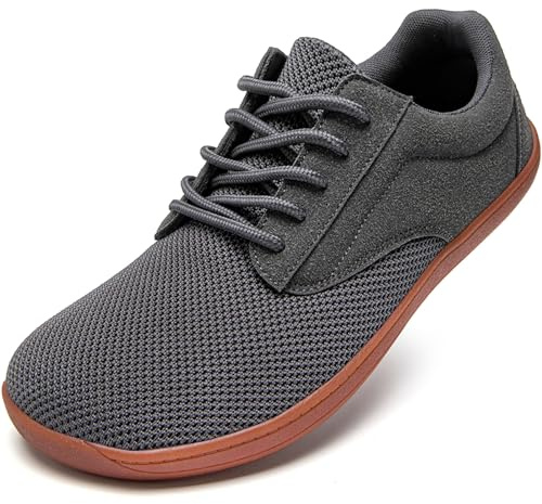 JUEQIBAA Chaussures pieds nus pour homme - Bout large - Semelle Zero-Drop - Minimalistes - Chaussures de trail - Chaussures de marche, gris, 47 EU Large