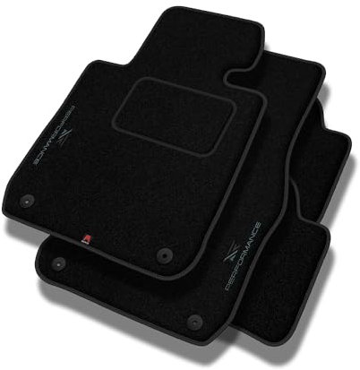 MatsMore Autoteppiche Automatten Velours Fussmatten passt für Mitsubishi Lancer VIII 2007-2017 - Standard, Perforiert, grau schwarz -Präzise CNC-Stickerei, Design-Lochpaspel, Auto Fußmatten - Perfekt