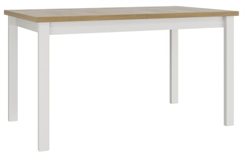 Mirjan24 Tisch für Esszimmer Awrolt II, Rechteckiger Esstisch, Ausziehbarer Tisch für Küche, L:140-180 x H:78 x B:80 cm, Küchentisch, Esszimmertisch, Praktischer Ausziehtisch (Sonoma/Weiß)
