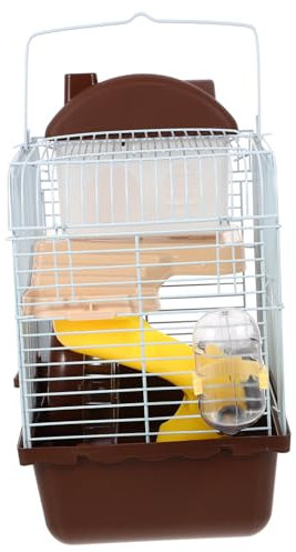 COLLBATH Doppelstöckiger Kleintierkäfig Mit Rutsche Und Laufrad Acryl Haustierhaus Für Hamster Und Chinchillas Tragbarer Hamsterhaus Käfig Mit Auslaufsicherem Trinksystem Braunes Hamsterhau